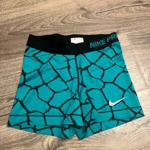 Nike Pro Black and Teal Shorts